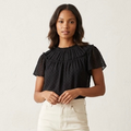 J.Crew Black Swiss Dot Short Sleeve Blouse | XS