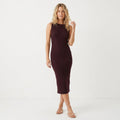 UNIQLO Burgundy Ribbed Sweater Sleeveless Midi Dress | XS