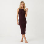 UNIQLO Burgundy Ribbed Sweater Sleeveless Midi Dress | XS