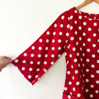Posse Nina 100% Linen Red Polka Dot Elbow Sleeve Shift Mini Dress | S