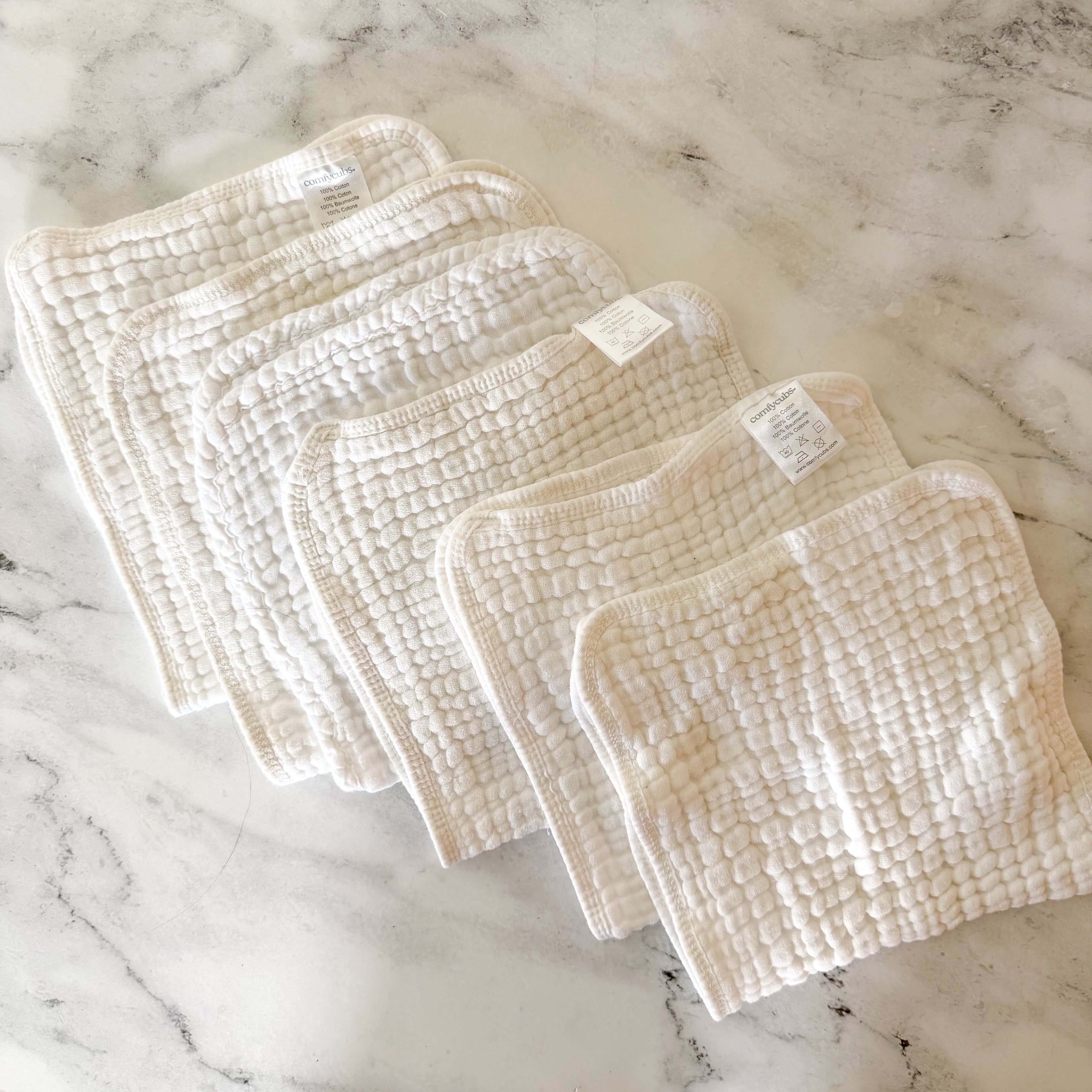 Comfy Cubs White Muslin Burp Cloth Bundle x6