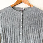 J.Crew 100% Cashmere Wide-Ribbed Grey Cashmere Cardigan Sweater | XS