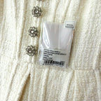 Self-Portrait Cream Embellished Boucle Sleeveless Mini Dress | 0