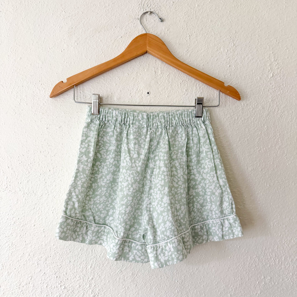 H&M Home Lyocell Mint Floral PJ Top + Ruffle Shorts | XS