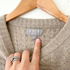 J.Crew 100% Cashmere Perfect Cable Knit Crewneck Sweater in Tan | XS