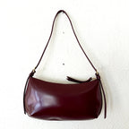 & Other Stories Sleek Leather Shoulder Bag in Burgundy Oxblood