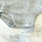 H&M Basics Heather Grey Ribbed Cotton Long Sleeve Bodysuit | 9-12m
