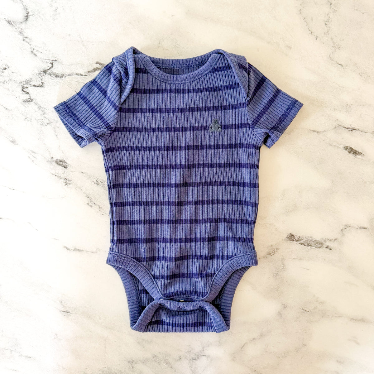Baby Gap First Favorites Blue Cream Black Textured Short Sleeve Bodysuits Bundle x4 | sz 0-3m