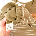 Unbranded Olive Green Cream Stripe Tank Top + Drawstring Shorts Matching Set | 6-12m
