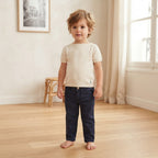 H&M Navy Blue Cotton Loose Fit Tapered Leg Pants | 3T