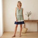 Ramy Brook New York Bambi Sleeveless Greecian Dress in Sage & Navy | XS