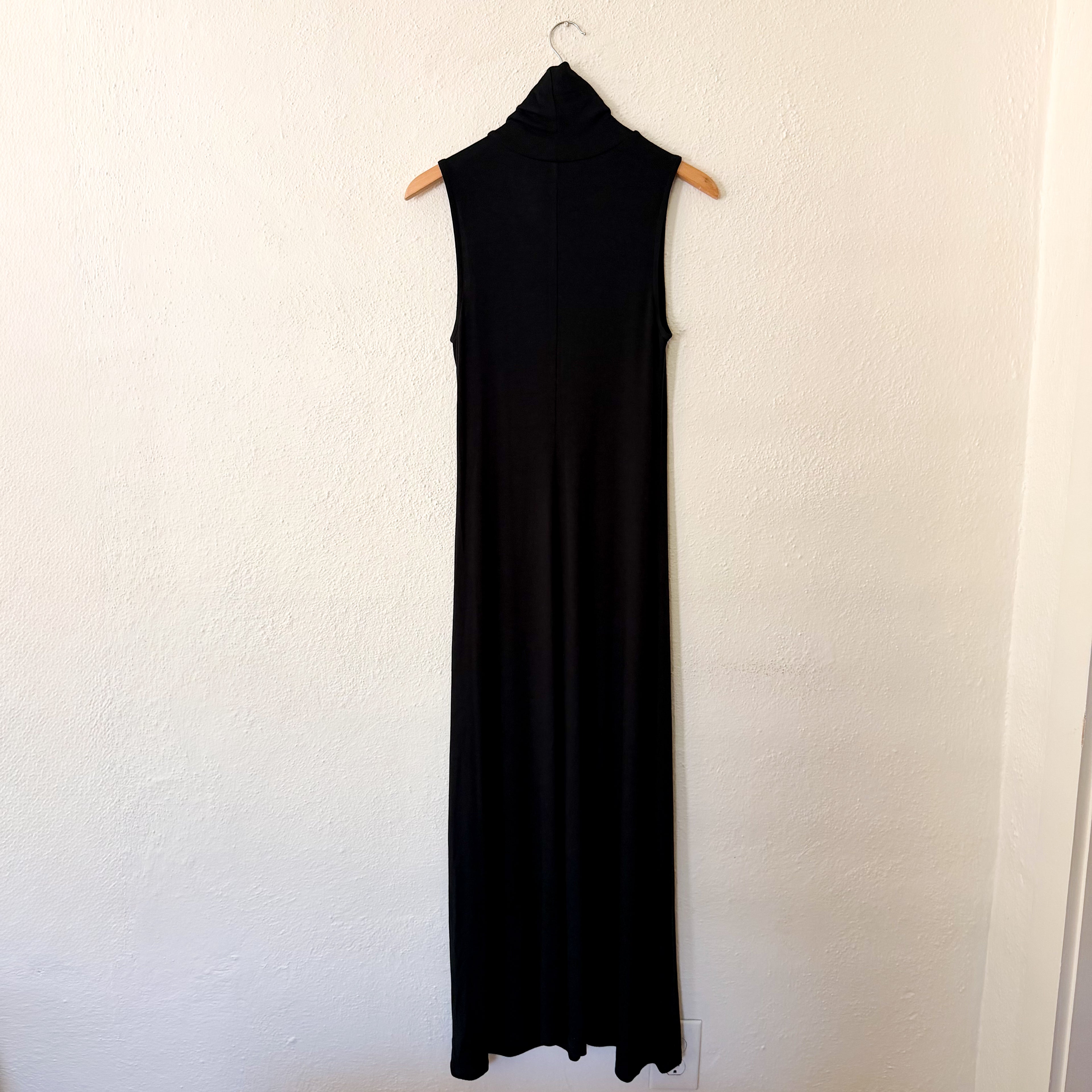 A New Day Black Sleeveless Turtleneck Ribbed Maxi Dress | S