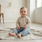 H&M Cream Shoulder Button Pull Over Sweater | 6-9m
