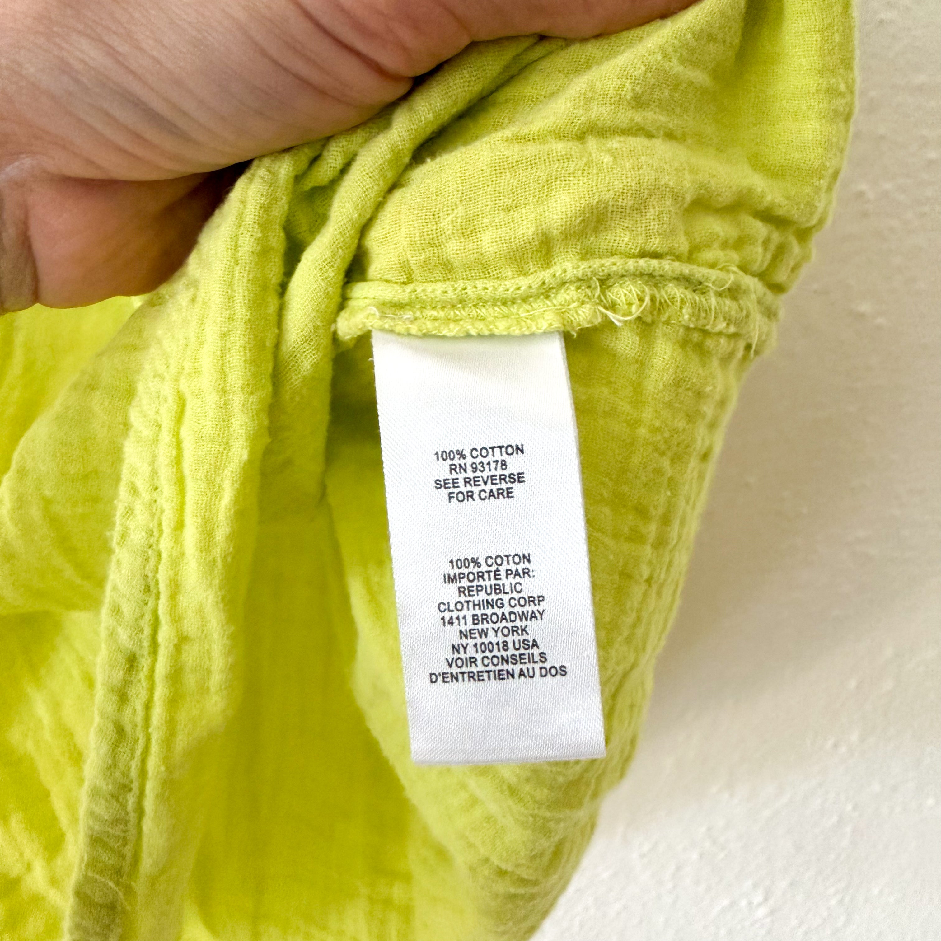 Chelsea & Theodore Neon Green Gauze Top | S