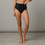 Mara Hoffman Black Jay High-Rise Tie Bikini Bottoms | XS