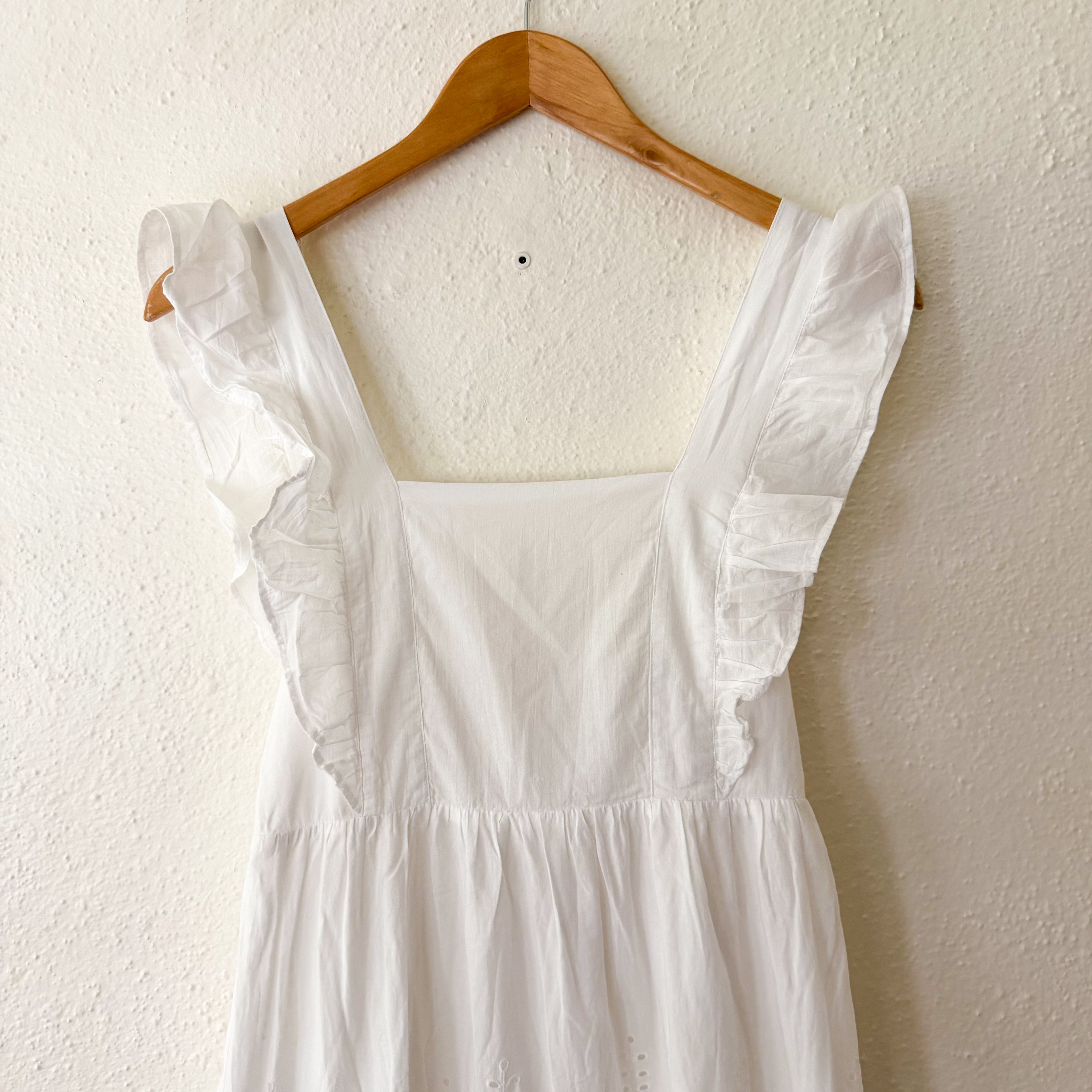 MANGO White Eyelet Embroidered Cotton Maxi Dress | XS