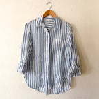 H&M 100% Linen Blue & White Stripe Button Down Long Sleeve Shirt | XS