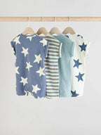 Next Baby Teal Blue Jersey Baby Rompers Multi Pack x4 | 6-9m
