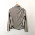 White House Black Market FORME™ Stretch Light Silver Metallic Long-Sleeve Top, sz XS