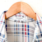 Equipment Femme Mina 100% Silk Red & Blue Plaid Button Down Sleeveless Shirt | XS