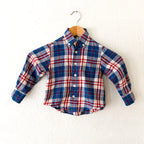 Class Club Boy Red White Blue Plaid Long Sleeve Buttons Down | 2-3T