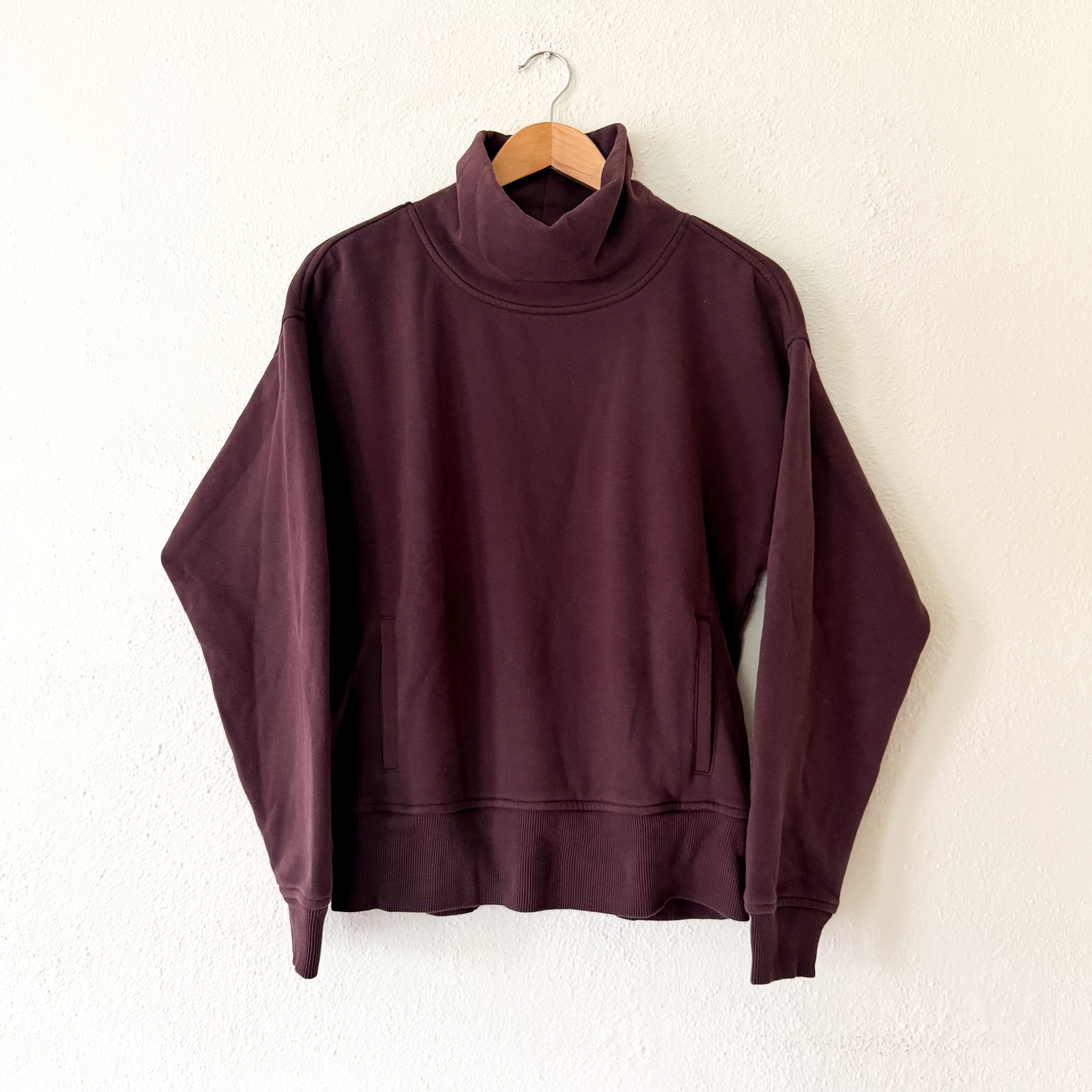 Zella Funnel Neck Pullover Sweatshirt in Brown Mole | XS
