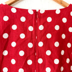 Posse Nina 100% Linen Red Polka Dot Elbow Sleeve Shift Mini Dress | S