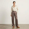MICHAEL Michael Kors Drapey Satin Wide Leg Pants in Chestnut, sz 0