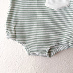 Unbranded Sage & Cream Striped Waffle Knit Baby Bodysuit | 0-3m