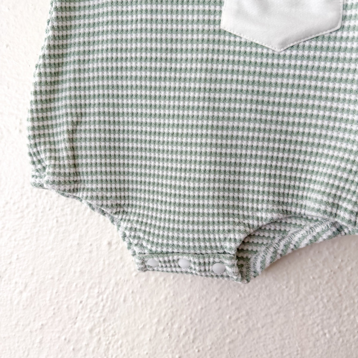 Unbranded Sage & Cream Striped Waffle Knit Baby Bodysuit | 0-3m
