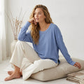 Aerie Offline Oversized Waffle Long Sleeve Shirt with Thumbholes in Cornflower Blue | M