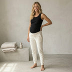 Seraphine Maternity Under The Bump Drawstring Sweatpants in Ivory | XS