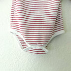Mori Organic Cotton Red White Stripe Long Sleeve Bodysuit | 9-12m