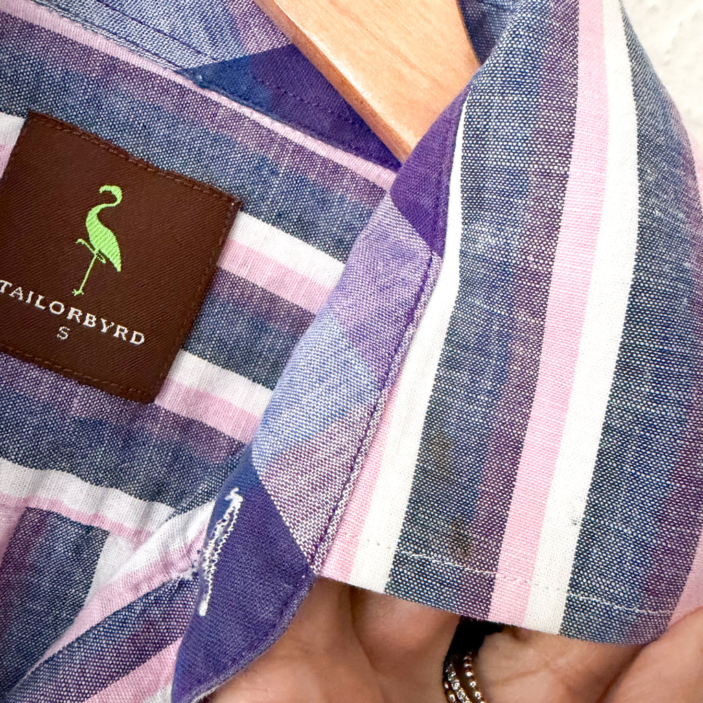 Taylorbyrd 100% Cotton Oversized Purple Striped Button Down Shirt | S