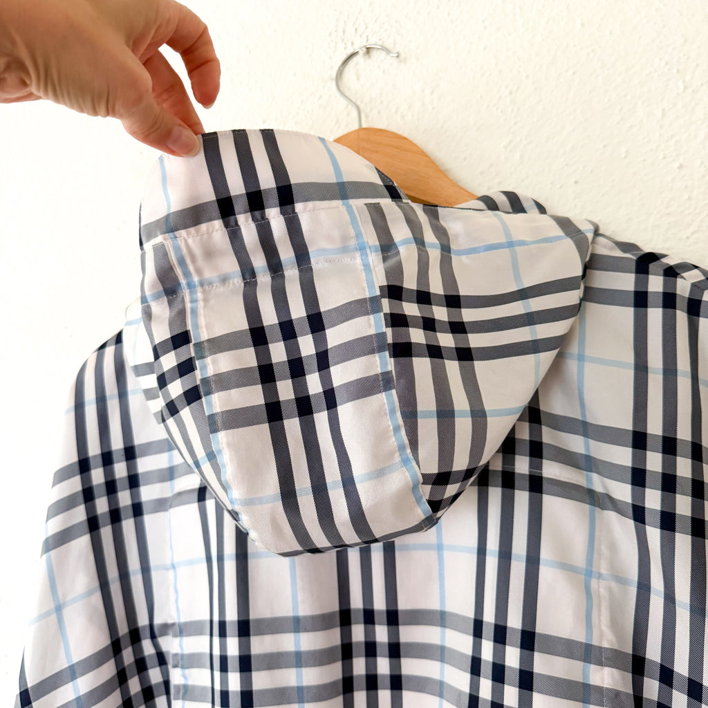 Burberry London Light Blue Plaid Packable Poncho Raincoat | OS