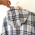 Burberry London Light Blue Plaid Packable Poncho Raincoat | OS