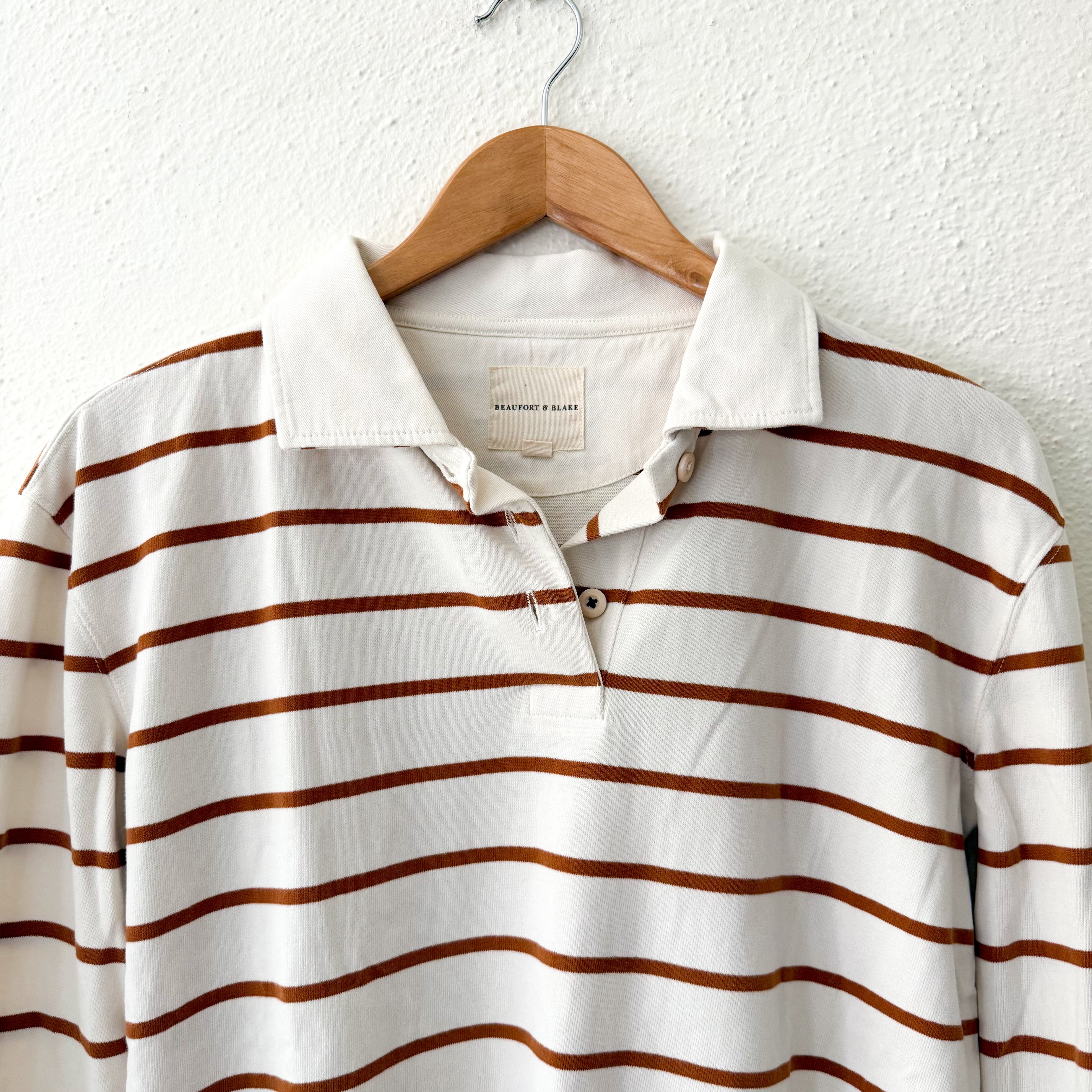 Beaufort & Blake Thompson Vintage Rugby in Camel Cream Stripe | XS