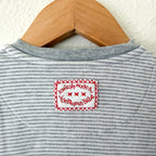 JoJo Maman Bébé Winter Penguin Appliqué Grey Stripe 2-Way Zip Footed Sleeper | 9-12m