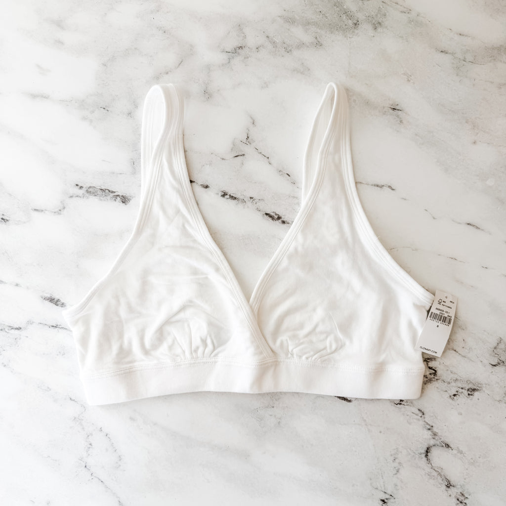 Old Navy White Maternity Cross-Front Cotton Nursing Bralette | S