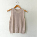 Commense Sleeveless Mockneck Sweater Top in Neutral Beige | XS