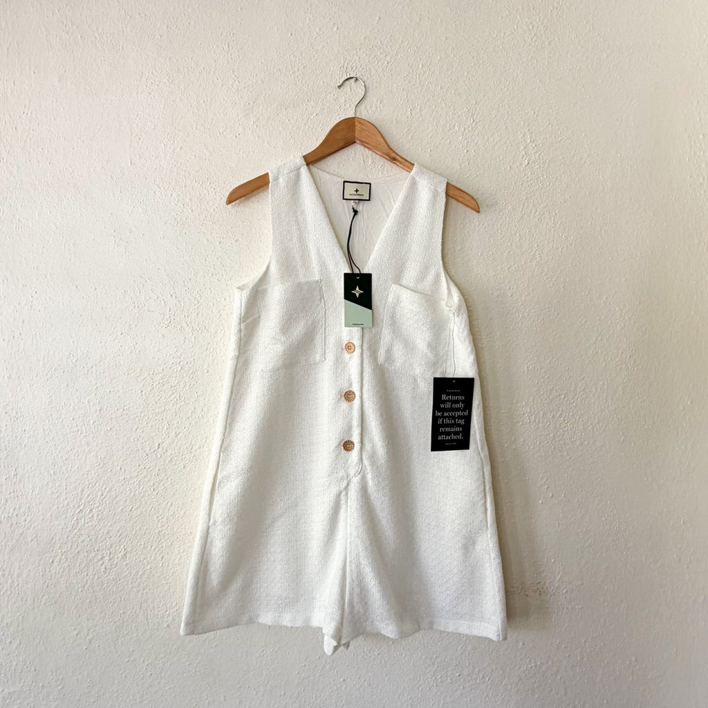 Tuckernuck White Textured Myla Romper | XS