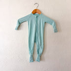 Little Sleepies Solid Aqua Blue Long Sleeve Fold Over Foot Sleeper | 3-6m