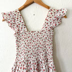 O.P.T. Calypso Cotton Smocked Cream Floral Midi Dress | XS