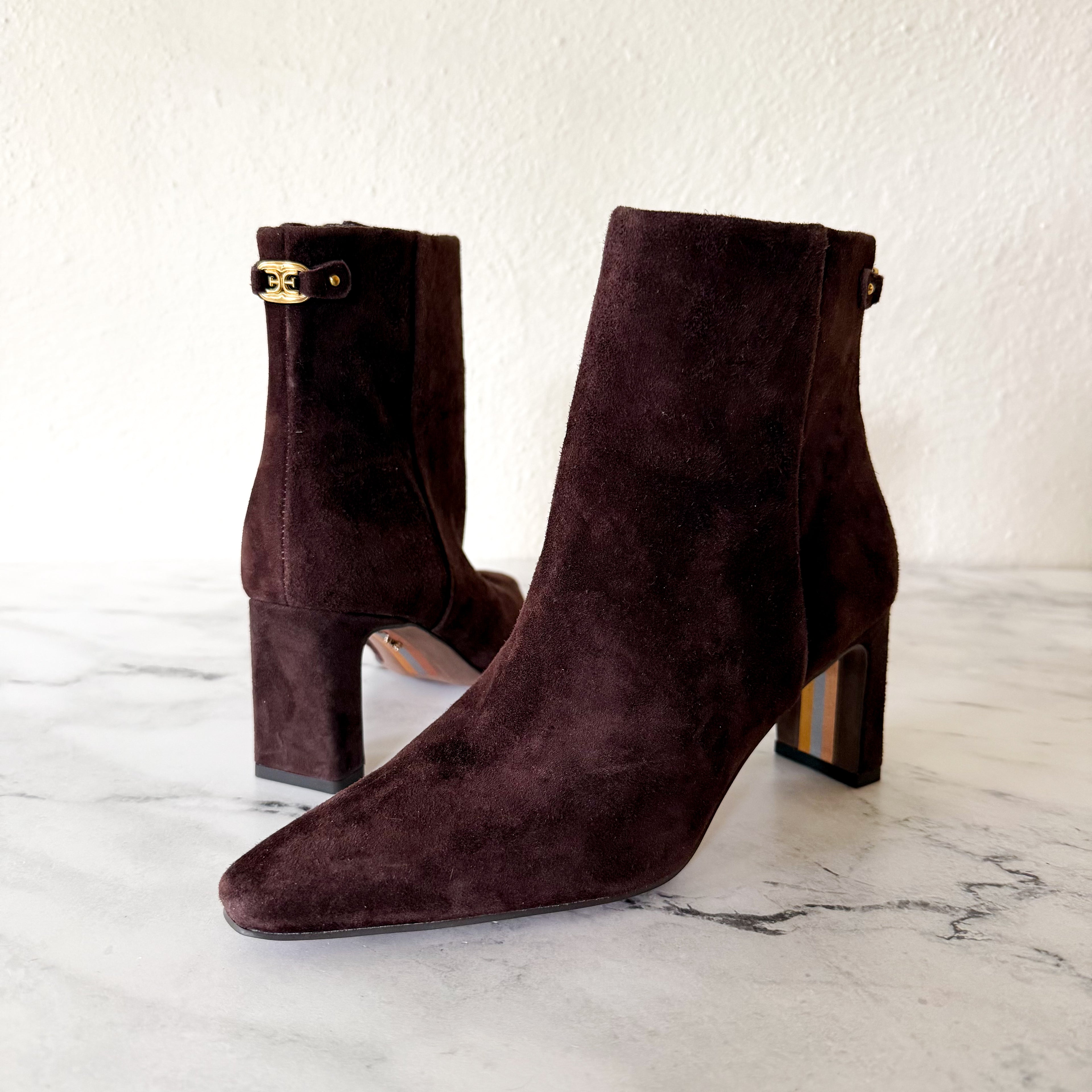 Sam Edelman Saige Suede Ankle Bootie in Cafe Noir | 6.5