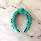 Lele Sadoughi Turquoise Tonal Howlite Round Beaded Embellished Headband