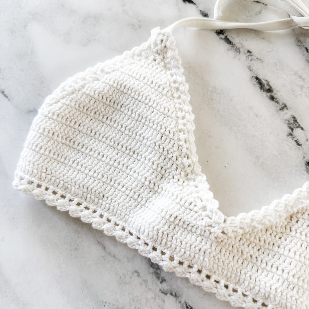 Billabong White Halter Crochet Bikini Top | XS