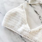Billabong White Halter Crochet Bikini Top | XS