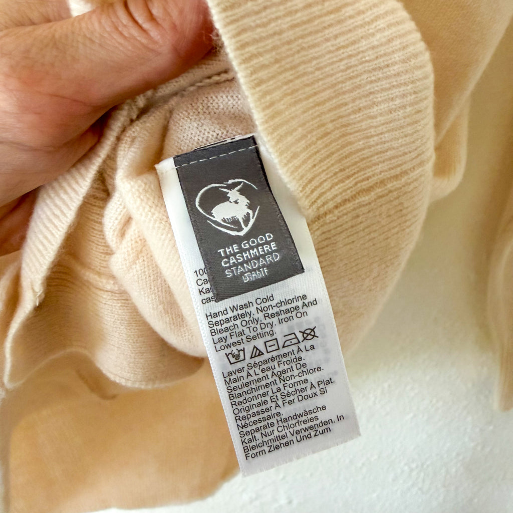 J.Crew 100% Cashmere V-Neck Relaxed Cardigan Sweater in Cream | XS