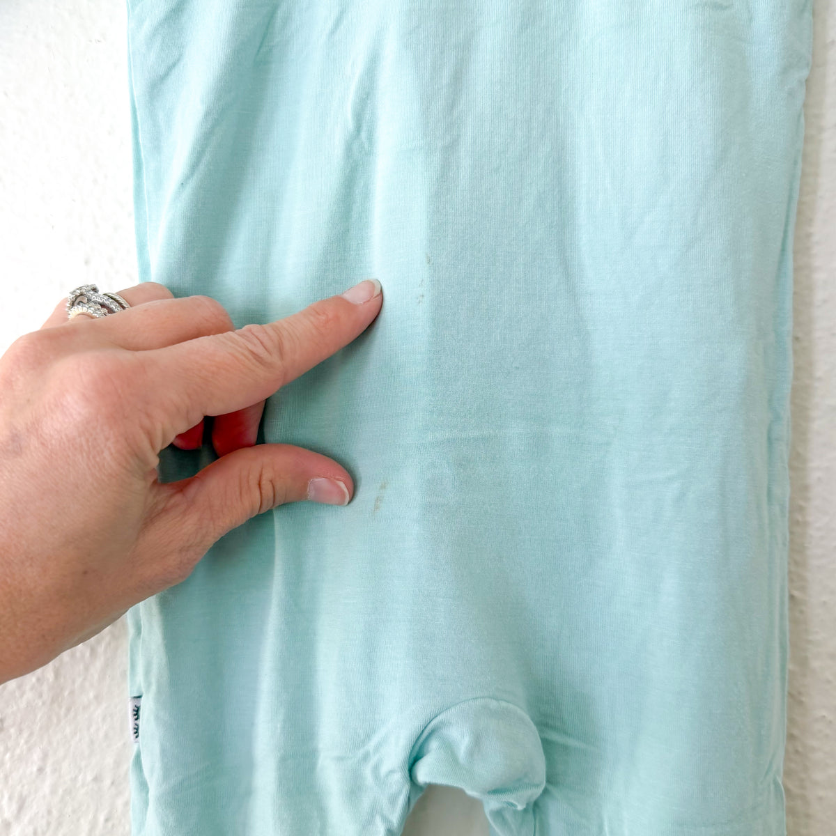 Little Sleepies Solid Aqua Blue Long Sleeve Fold Over Foot Sleeper | 3-6m
