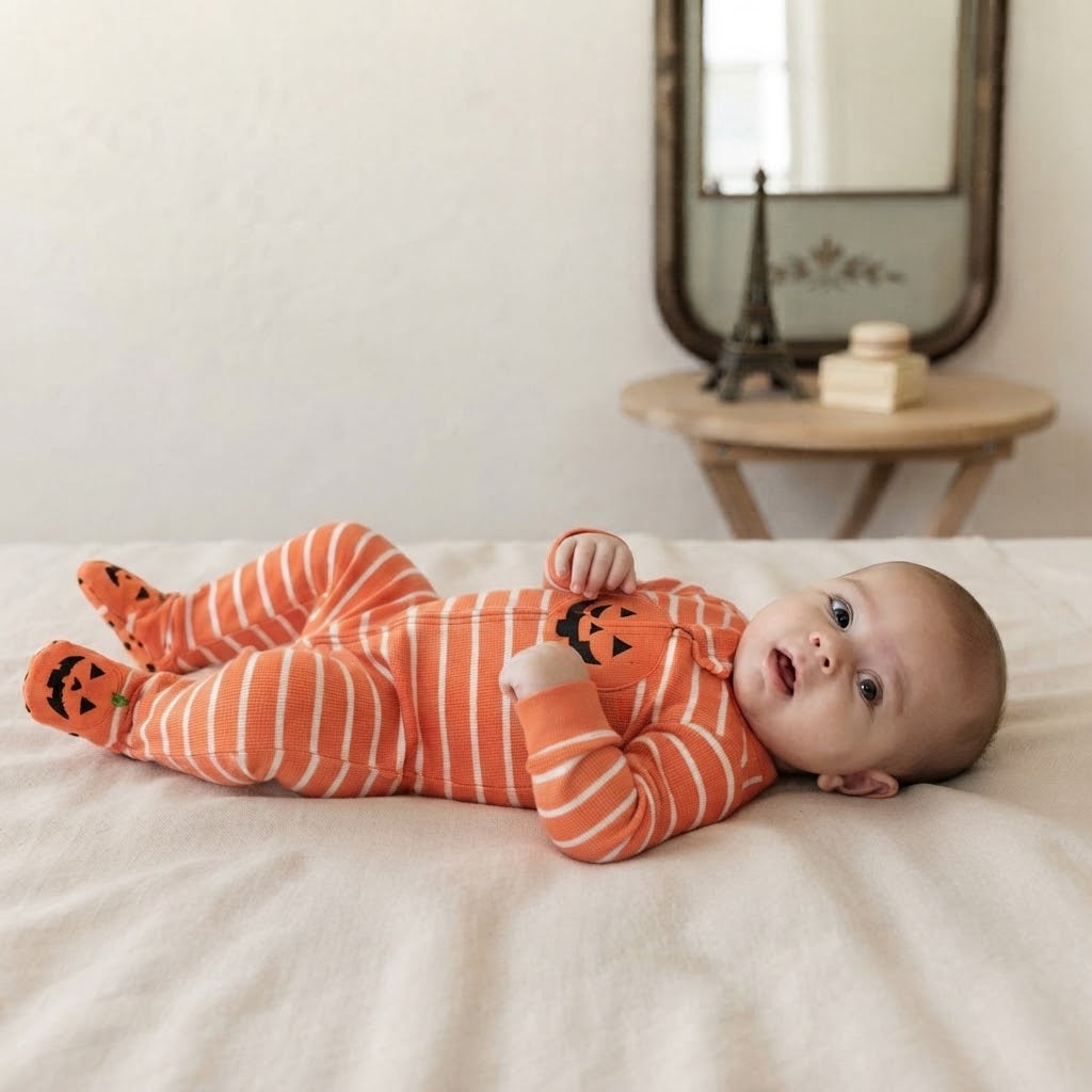 Carter's Halloween Jack-O-Lantern 2-Way Zipper Footed Sleeper | 3-6m
